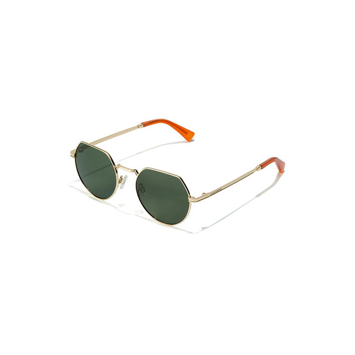 Hawkers Lunettes de Soleil AURA Polarisées Verres Verts Monture Or Rose Acier Inoxydable Unisexe UV400 Catégorie 3 Pochette Boîte Incluses