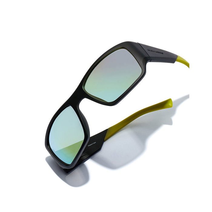 Hawkers Lunettes de soleil 360 Noir Acide Unisexe Verre 56 mm Rectangulaire Nylon Monture Noire Verre Vert