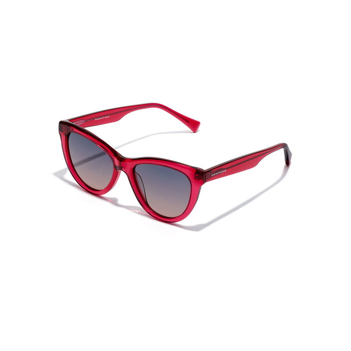 Hawkers Lunettes de Soleil NOLITA ECO Cat-eye Rouge Cerise Translucide Verres Dégradés Gris Rose UV400 Acétate ECO