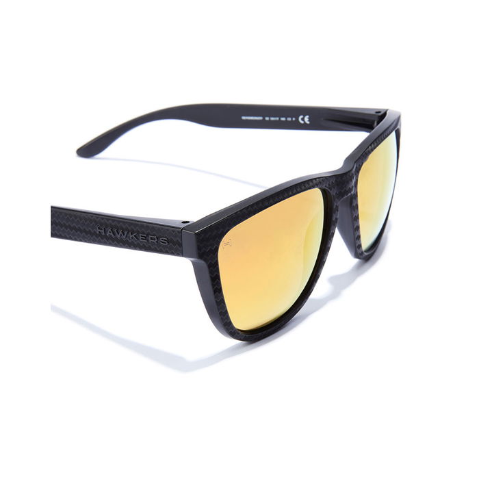 Hawkers Lunettes de Soleil ONE RAW CARBON Polarisées Verres Effet Miroir Bleu Chrome Monture Carbon Noir UV400 TR90 Unisexe