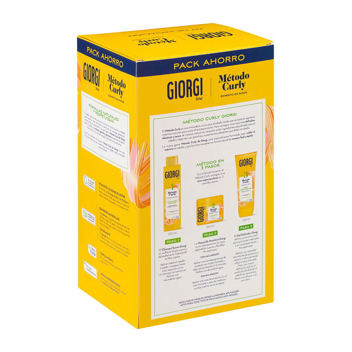 Giorgi Line Lot de 3 Méthodes Curly : Shampoing 350ml, Masque 350ml, Gel Définition 250ml - Soin Cheveux Bouclés Naturel Vegan