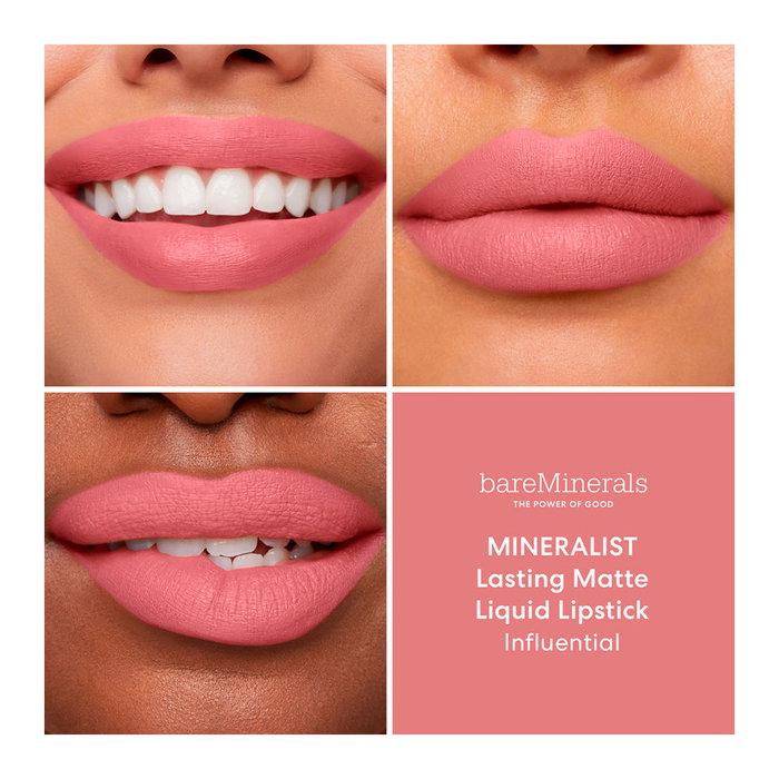 Bare Minerals Rouge à Lèvres Liquide Mineralist Comfort Matte #Influential - Fini Mat Longue Tenue et Confortable, Vegan 4ml
