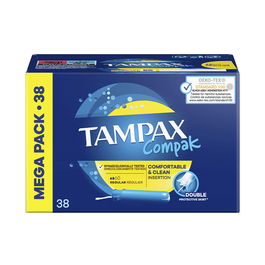 Tampax Compak Tampon Régulier 38 unités - Protection Optimale pour Flux Normal