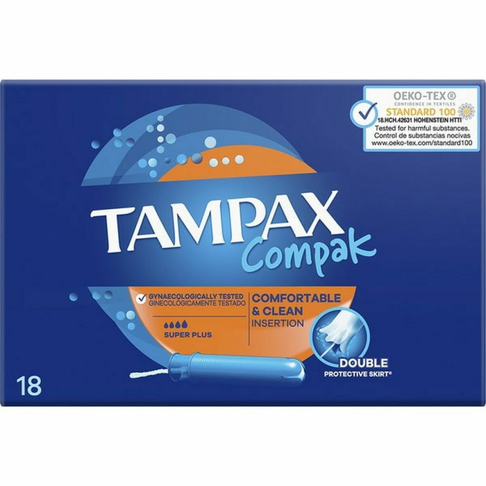 Tampax Compak Tampon Super Plus avec Applicateur, 18 unités