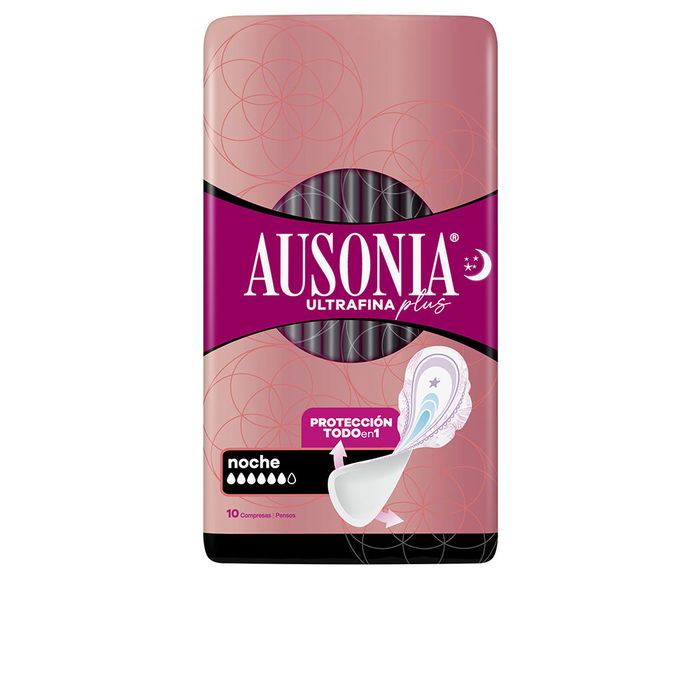Ausonia Compresses Nuit Ultrafina Plus avec Ailettes 10 Unités Ausonia Compresses Nuit Ultrafina Plus avec Ailettes 10 Unités