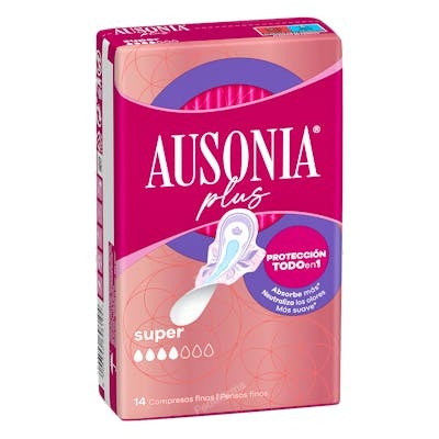 Ausonia Ultrafina Plus Serviettes Super avec Ailes, 14 unités