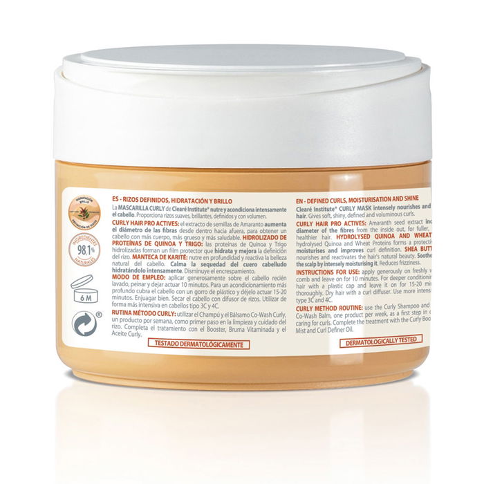 Clearé Institute Masque Curly Cheveux Bouclés Hydratation Brillance 300 ml