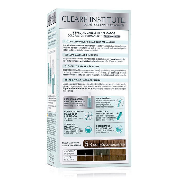 Clearé Institute COLOR CLINUANCE Cheveux Délicats #5.3 Châtaignier Clair Doré Coloration Permanente Pour Cheveux Sensibles 1 unité