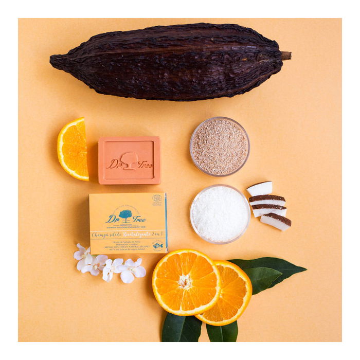 Dr. Tree Shampoing Solide Revitalisant 2 en 1 Hydratant pour Cheveux avec Huiles Naturelles - 75g