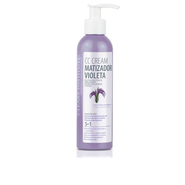 Clearé Institute Crème CC Violette Matisante 200 ml - Neutralise Reflets Jaunes/Orangés, Soin Cheveux Blonds/Méchés, 95.8% Naturel Clearé Institute Crème CC Violette Matisante 200 ml - Neutralise Reflets Jaunes/Orangés, Soin Cheveux Blonds/Méchés, 95.8% Naturel