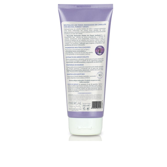 Clearé Institute Masque Matifiant Violet 200 ml pour Cheveux Blonds et Mèches