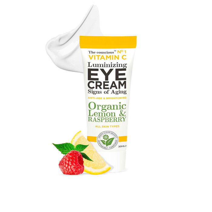 The Conscious - Crème Contour des Yeux Éclaircissante à la Vitamine C, Bio Citron & Framboise, 30 ml