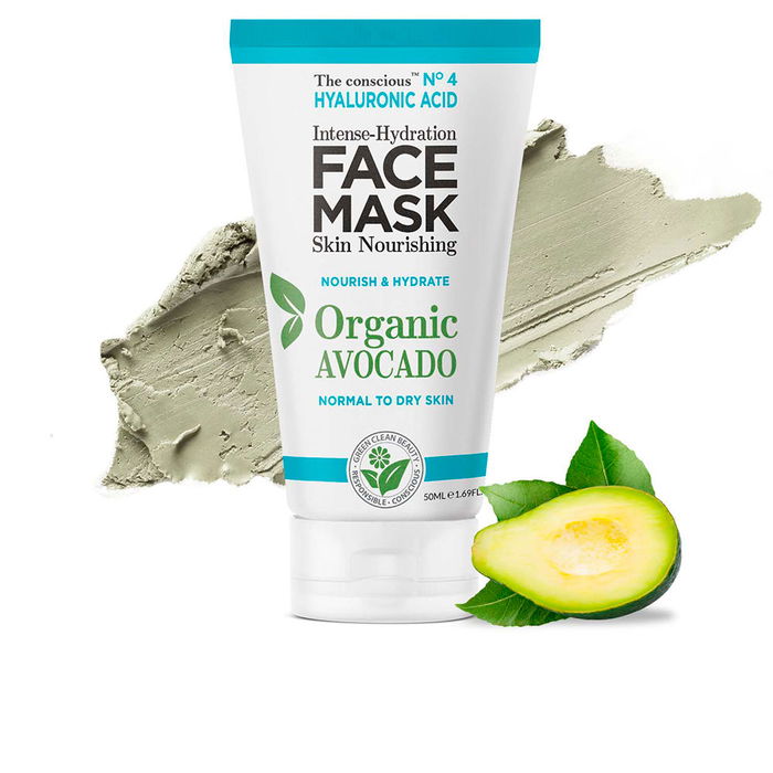 The Conscious Masque Visage Hydratation Intense à l'Acide Hyaluronique et à l'Avocat Bio 50 ml