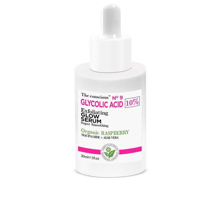 The Conscious Sérum Exfoliant Éclat à l'Acide Glycolique, Framboise Bio et Niacinamide - 30 ml