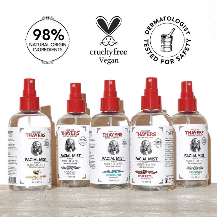 Thayers Brume Faciale sans Alcool aux Pétales de Rose - Tonic pour le Visage Purifiant, Tonifiant et Hydratant à l'Eau de Rose, Aloe Vera et Hamamélis
