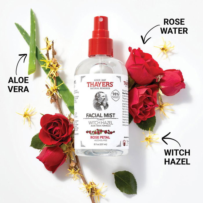 Thayers Brume Faciale sans Alcool aux Pétales de Rose - Tonic pour le Visage Purifiant, Tonifiant et Hydratant à l'Eau de Rose, Aloe Vera et Hamamélis