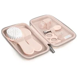 Suavinex BIRDIES - Trousse de toilette bébé Hygge rose - Pour nouveau-né - Brosse, peigne, coupe-ongles, lime, brosse à dents silicone
