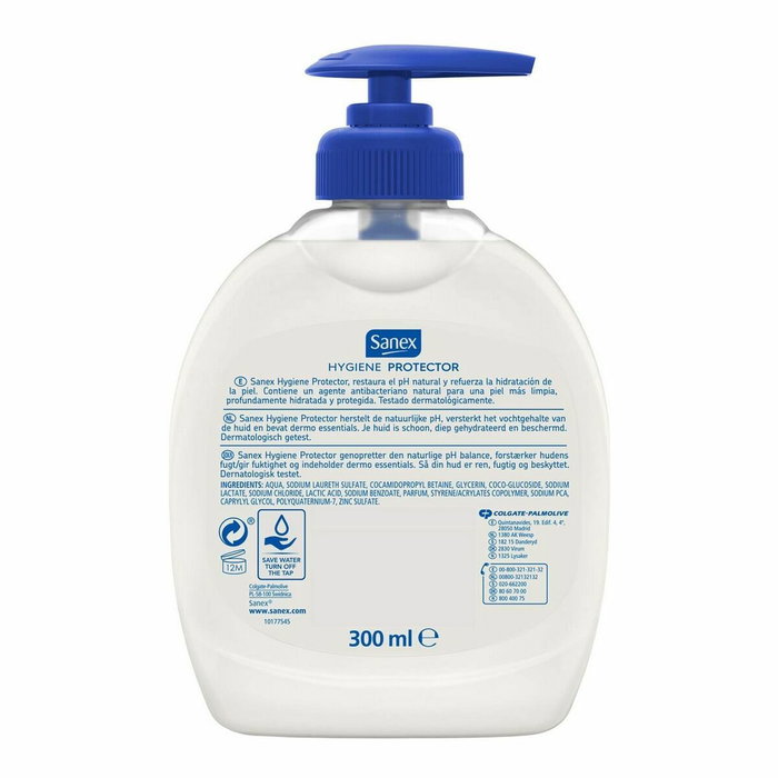 Sanex DERMO PROTECTOR Savon Mains Antibactérien Nettoyant des Virus et Bactéries – Distributeur 250 ml