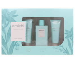 Amichi - Coffret Parfum Sensuel Fleurs, Eau de Toilette + Gel Douche + Lait Corporel, 3 pièces, 75 ml chaque, Floral Oriental, Pour Femme