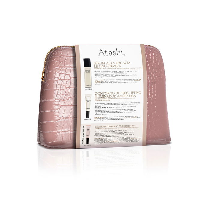 Atashi - Lot de 3 pièces : Sérum Éclat et Fermeté 50 ml + Contour des yeux 15 ml + Gua Sha - Soin anti-âge illuminant et apaisant pour tous types de peaux