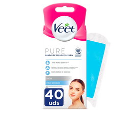 Veet PURE Bandes de cire visage peau sensible, 40 unités