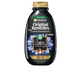 Garnier Shampoing Original Remedies Charbon Magnétique & Graines Noires 250 ml - Purifie racines grasses, hydrate pointes sèches 72h, sans silicones