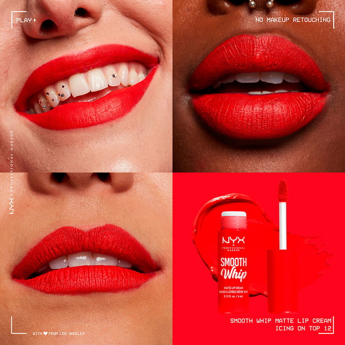 Nyx Professional Make Up SMOOTH WHIPE Crème à Lèvres Mate #incing on 4 ml Rouge Végétalien