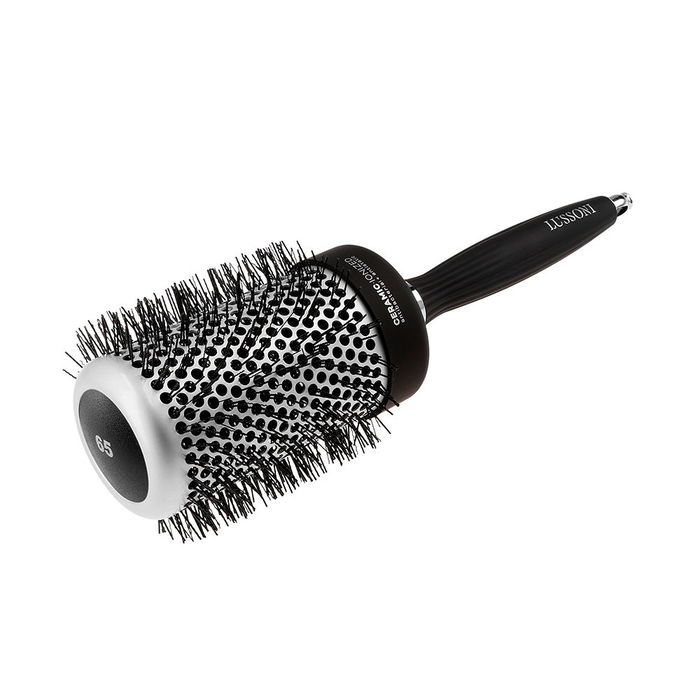 Lussoni Brosse Ronde Céramique Hot Volume 65 mm Poils Nylon Ondulés Antistatique Ionique avec Épingle Détachable