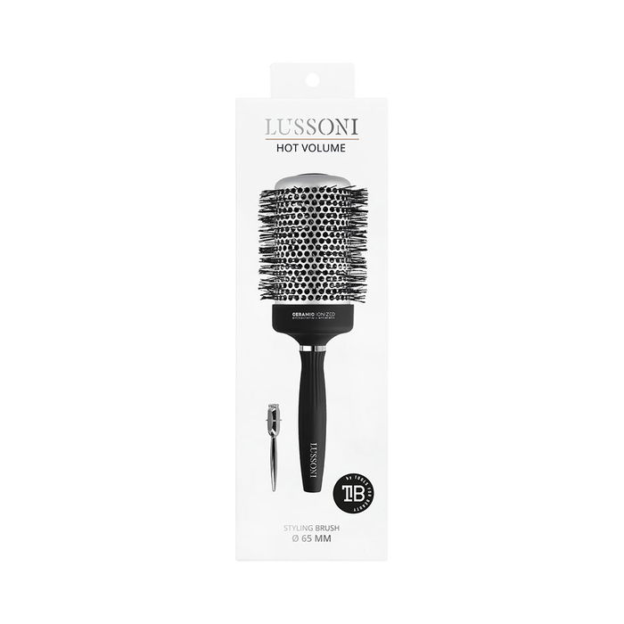 Lussoni Brosse Ronde Céramique Hot Volume 65 mm Poils Nylon Ondulés Antistatique Ionique avec Épingle Détachable