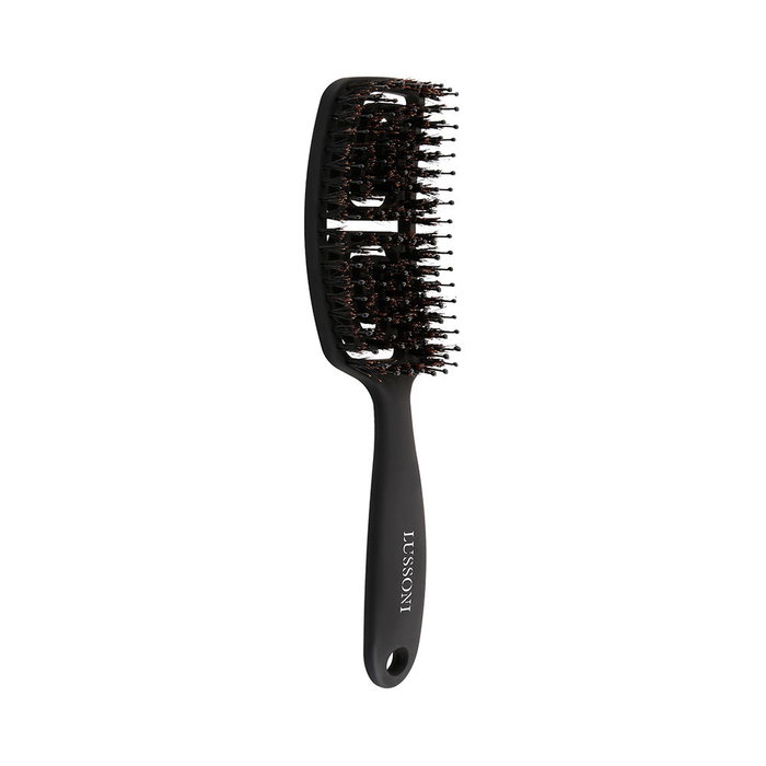 Lussoni Brosse démêlante labyrinthe en poils de sanglier naturel - Démêlage sans douleur, massage du cuir chevelu pour cheveux fins - 1 unité