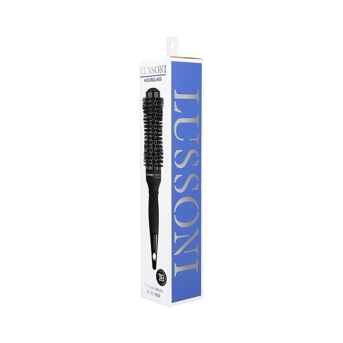 Lussoni Brosse Coiffure Hourglass #33 mm - Design Concave, Céramique, Ionique et Antistatique pour Cheveux
