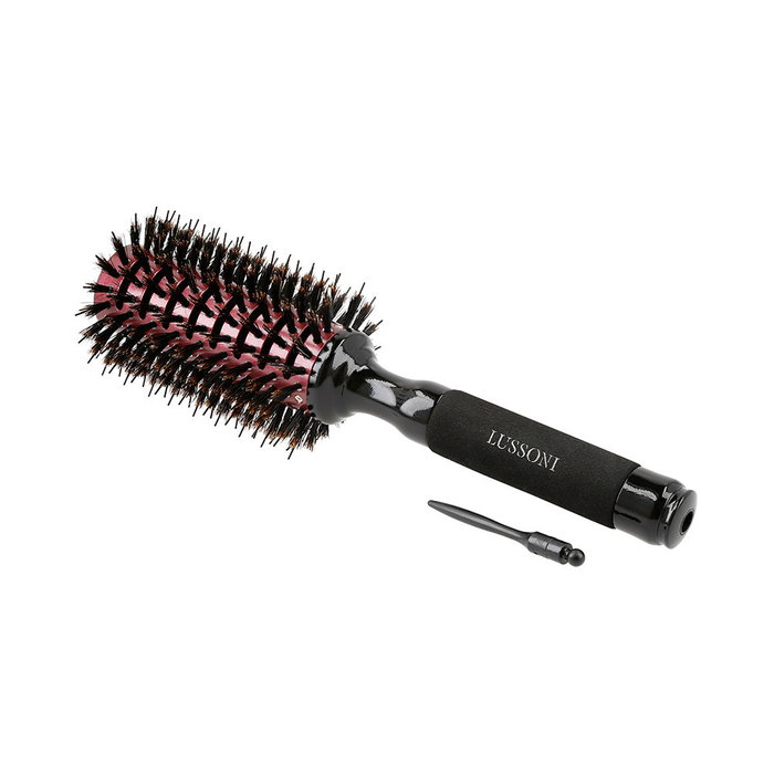 Lussoni Brosse Stylisante Vent Extreme en Ceramique 38 mm pour Cheveux, Style Naturel, avec Pic Amovible