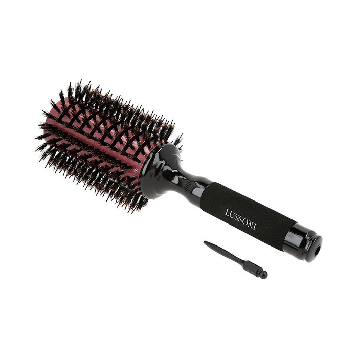 Lussoni Pinceau Brosse Coiffant Ventilation Extrême 50 mm, Corps Céramique et Poils Naturels, avec Épingle Amovible, Femme