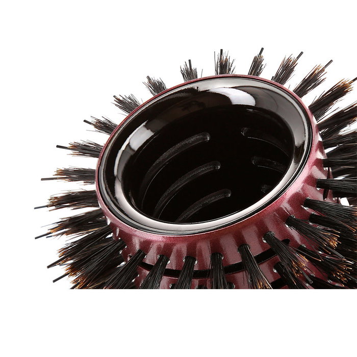 Lussoni Brosse ronde à sécher ventilée pour cheveux #65 mm, poils de sanglier et nylon, revêtement céramique, pinte amovible