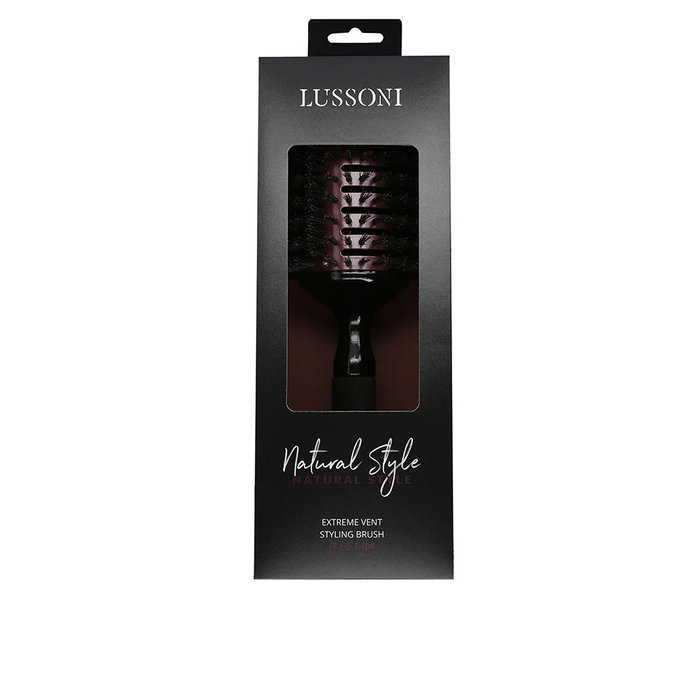 Lussoni Brosse ronde à sécher ventilée pour cheveux #65 mm, poils de sanglier et nylon, revêtement céramique, pinte amovible