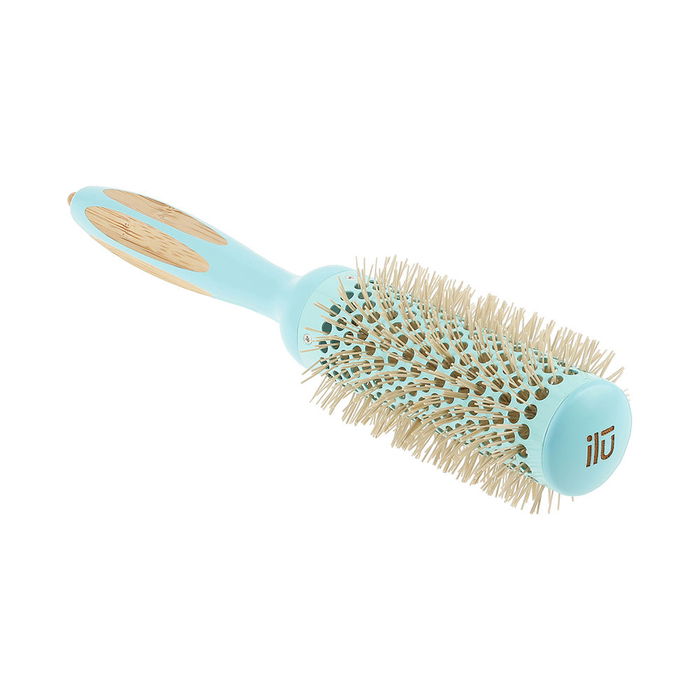 Il® Brosse ronde en bambou #35 mm, corps en céramique, poils en nylon ionisés pour cheveux épais