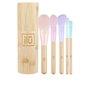 Ilü Ensemble de 6 Pinceaux de Maquillage en Bambou et Pochette de Transport - Pinceau à Poudre, Rond, Contour, Ombre, Tache
