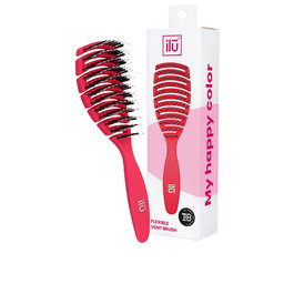 Ilü Brosse de Ventilation Flexible My Happy Color Ocean Purple - Pinceau à Cheveux avec Poils Végétaux - Rose