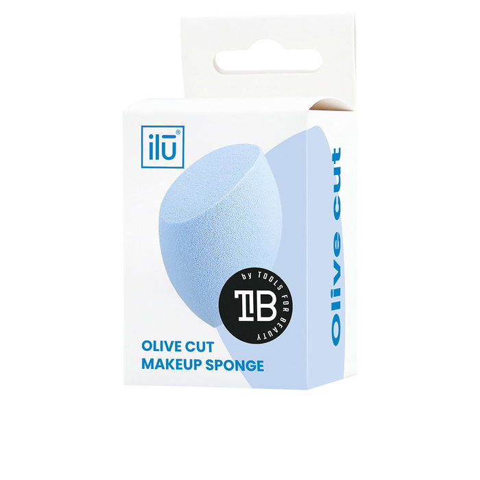 Ilü OLIVE éponge de maquillage Cut Bleu, texture souple sans latex, pour fond de teint et anti-cernes, résultat impeccable sans traces - 1 unité