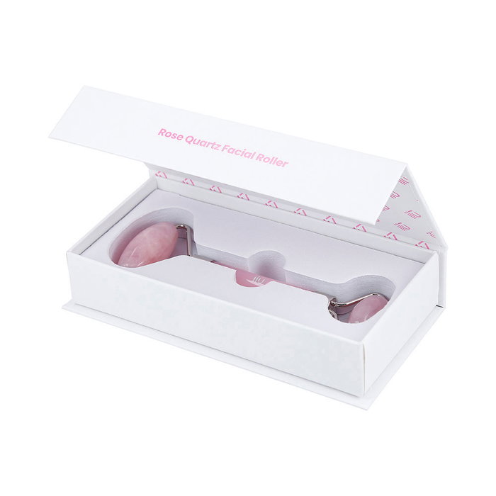 Ilû Rouleau Facial en Quartz Rose pour Massage, Tonification et Drainage Lymphatique - 1 unité