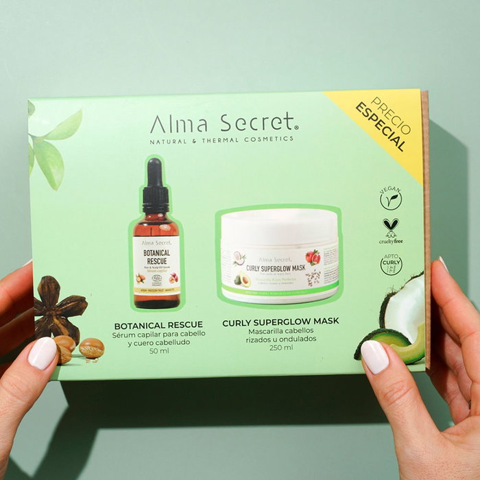 Alma Secret - Lot de 2 produits pour cheveux bouclés : Sérum réparateur 50 ml et Masque super éclat 250 ml - Soin léger, brillant et sans frisottis Alma Secret - Lot de 2 produits pour cheveux bouclés : Sérum réparateur 50 ml et Masque super éclat 250 ml - Soin léger, brillant et sans frisottis
