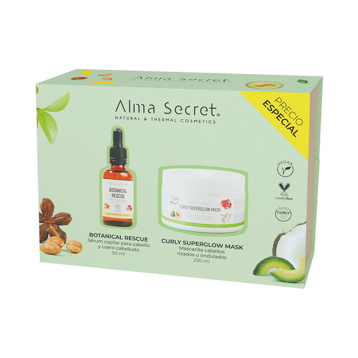 Alma Secret - Lot de 2 produits pour cheveux bouclés : Sérum réparateur 50 ml et Masque super éclat 250 ml - Soin léger, brillant et sans frisottis Alma Secret - Lot de 2 produits pour cheveux bouclés : Sérum réparateur 50 ml et Masque super éclat 250 ml - Soin léger, brillant et sans frisottis