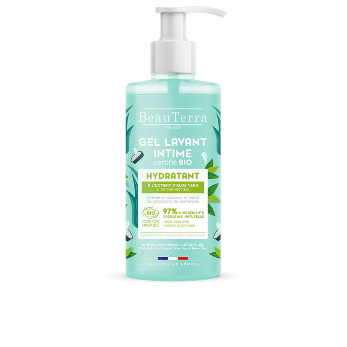 Beauterra Gel intime hydratant BIO 500 ml Aloe Vera Thé Vert pH 5.5 Soin délicat Fraîcheur Beauterra Gel intime hydratant BIO 500 ml Aloe Vera Thé Vert pH 5.5 Soin délicat Fraîcheur