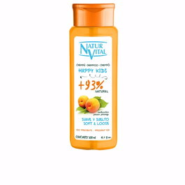 Natur Vital Shampoing HAPPY KIDS pour enfants - Formule douce avec extrait de pêche bio - pH neutre - Nettoie et purifie les cheveux - Flacon 300 ml