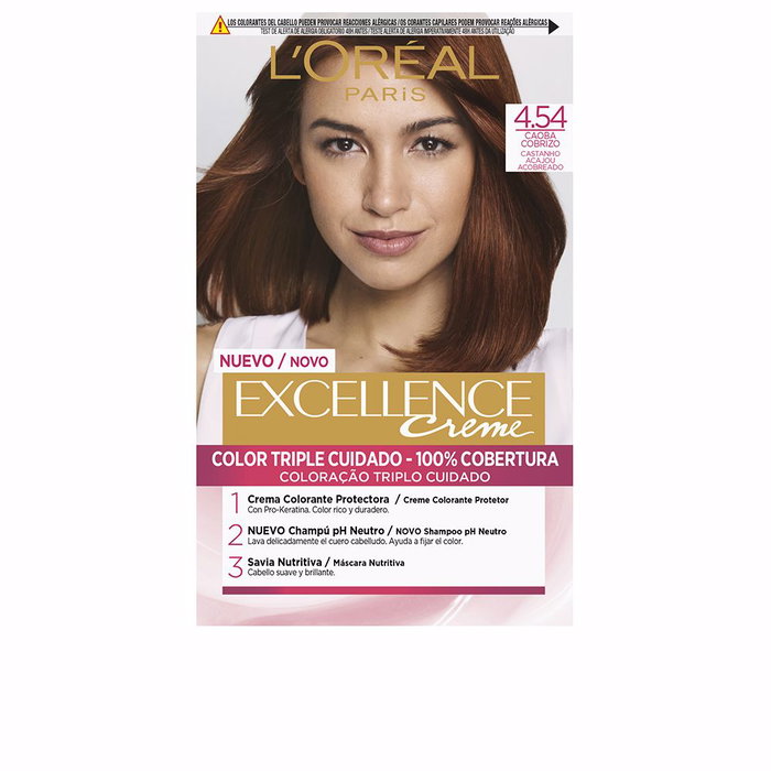 L'Oréal Paris EXCELLENCE Teinture Crème #4.54 Marron Acajou Cuivre 192 ml L'Oréal Paris EXCELLENCE Teinture Crème #4.54 Marron Acajou Cuivre 192 ml