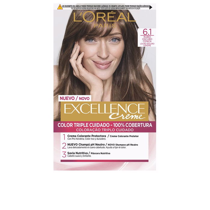L'Oréal Paris EXCELLENCE Teinture Crème #6.1 Blond Cendré Foncé 192 ml L'Oréal Paris EXCELLENCE Teinture Crème #6.1 Blond Cendré Foncé 192 ml