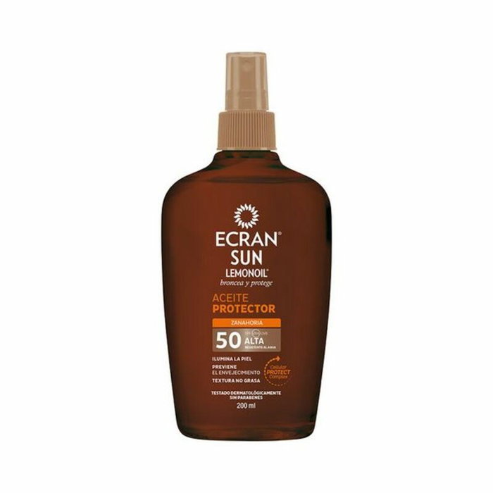 Ecran Sunnique+ Huile Solaire Protectrice Bronzante SPF 50, 200 ml