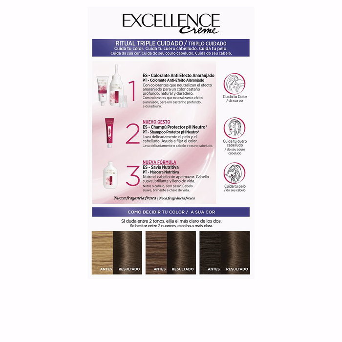 L'ORÉAL PARIS Coloration Cheveux Excellence Brunette #500 - Châtain Clair Véritable 192 ml