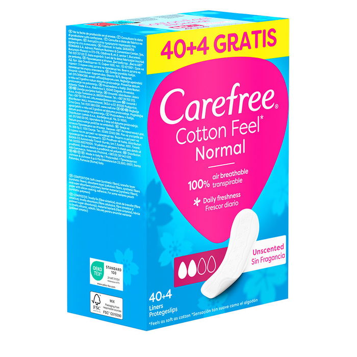 Carefree Protège-slips Respirants Protection Quotidienne Confort & Fraîcheur - 44 unités