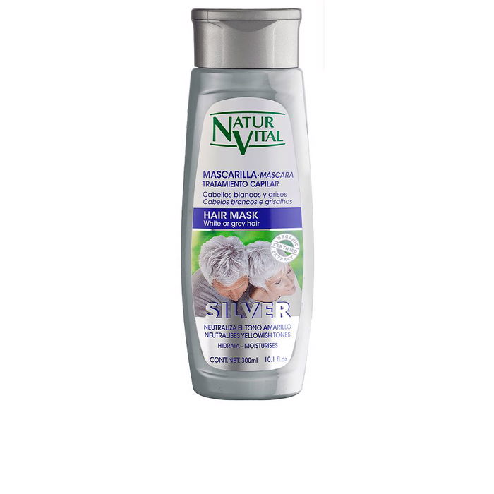 Natur Vital Masque Cheveux Gris ou Blancs 300 ml - Traitement Neutralisant Reflets Jaunes, Cheveux Argentés Natur Vital Masque Cheveux Gris ou Blancs 300 ml - Traitement Neutralisant Reflets Jaunes, Cheveux Argentés